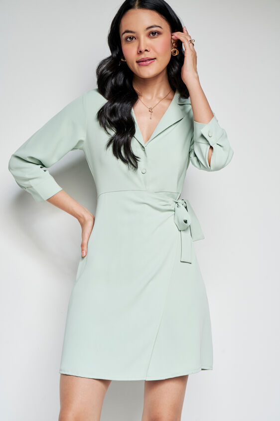 Pistachio Dream Solid Dress, Pista Green, image 1